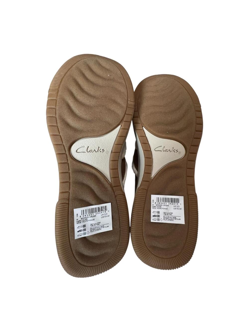 New Clarks Cloudsteppers Breeze Cross Taupe Faux Fur Lined Mules Slippers 5.5 - Picture 6 of 8